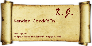 Kender Jordán névjegykártya